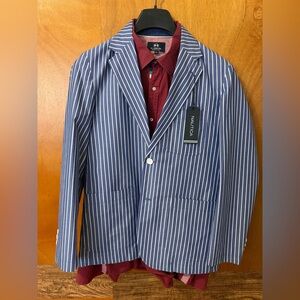 Nautica Navy and White Striped Blazer